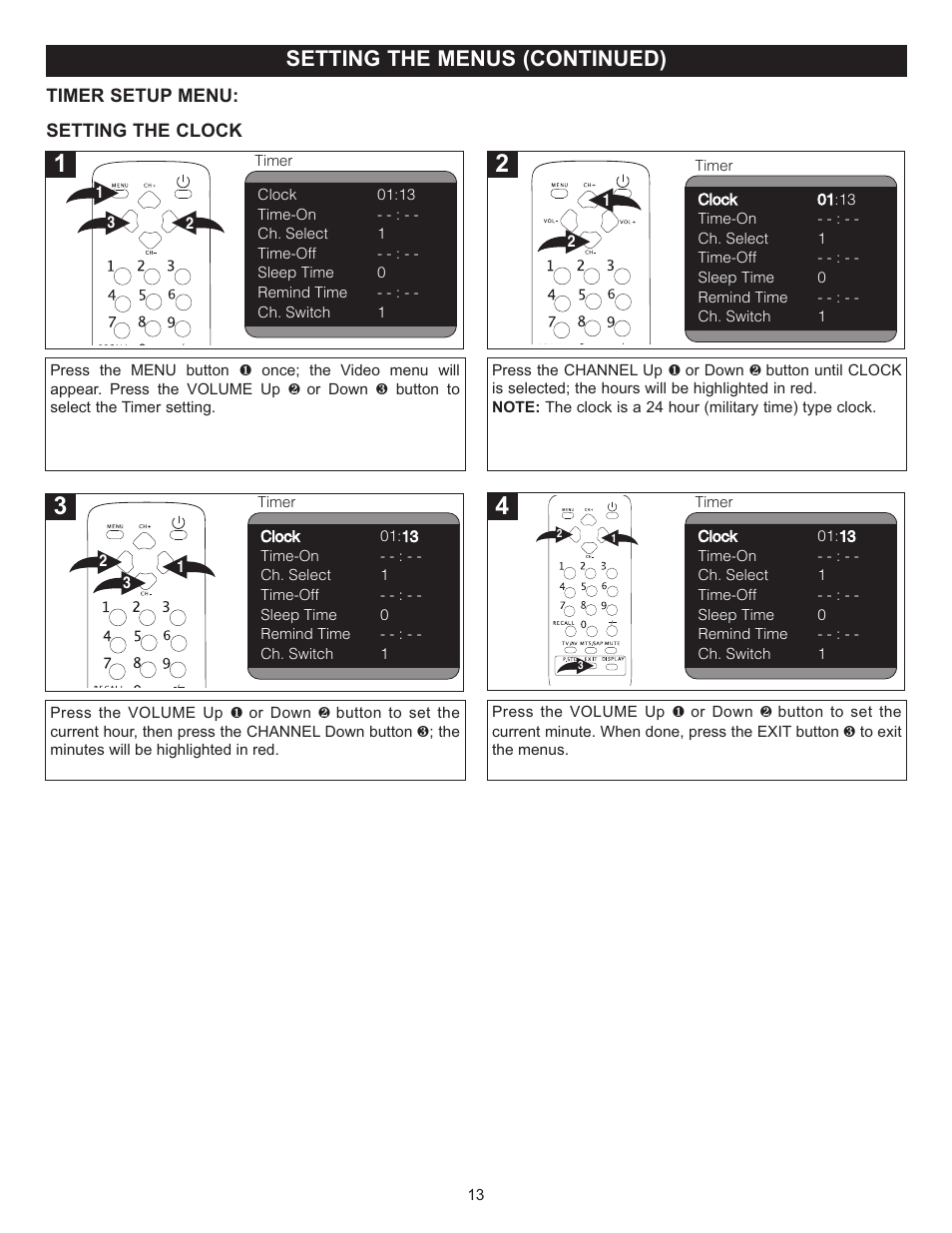 Setting the menus (continued) | Memorex MT2024 User Manual | Page 14 / 36