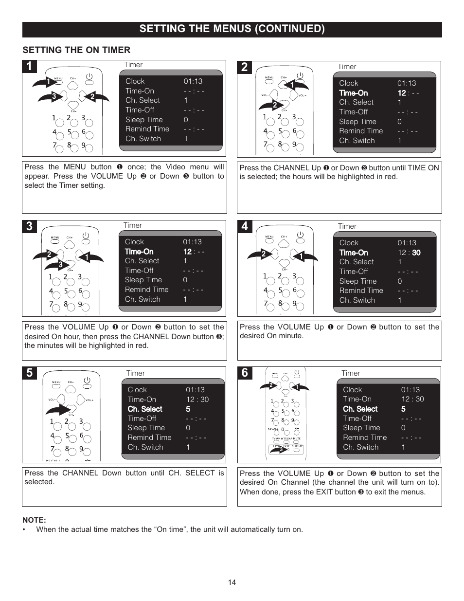 Setting the menus (continued) | Memorex MT2024 User Manual | Page 15 / 36