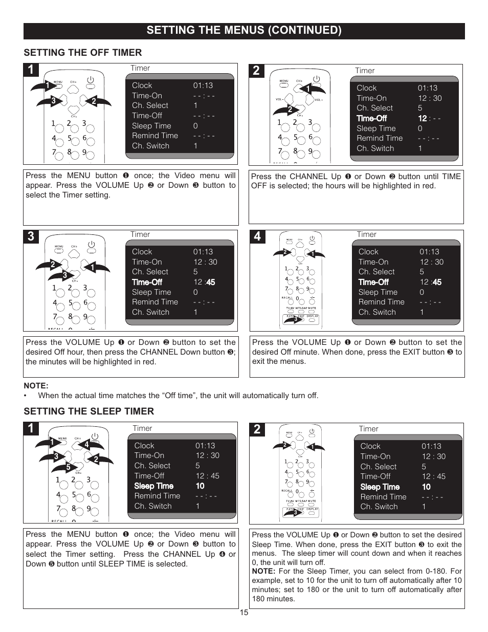 Setting the menus (continued) | Memorex MT2024 User Manual | Page 16 / 36