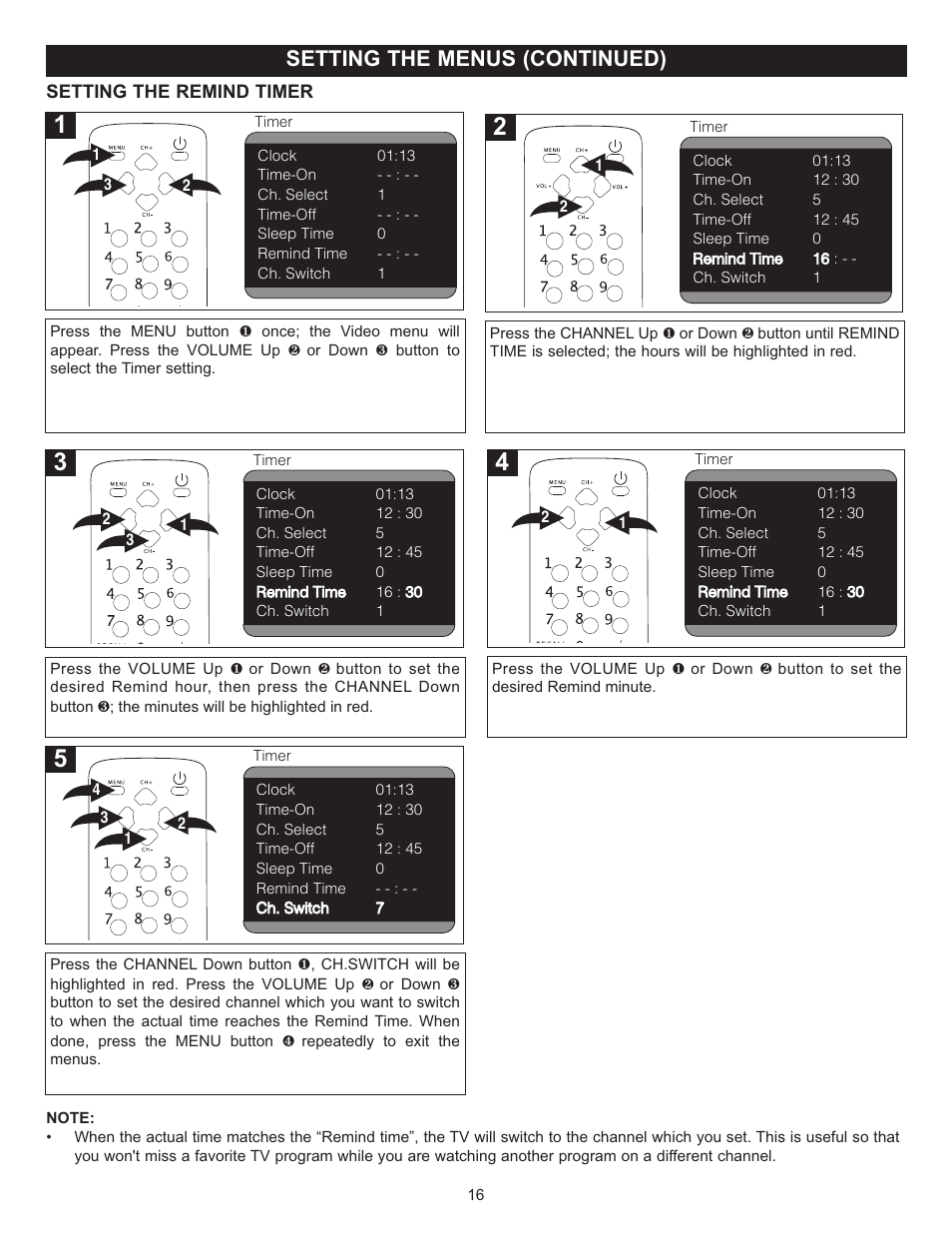 Setting the menus (continued) | Memorex MT2024 User Manual | Page 17 / 36