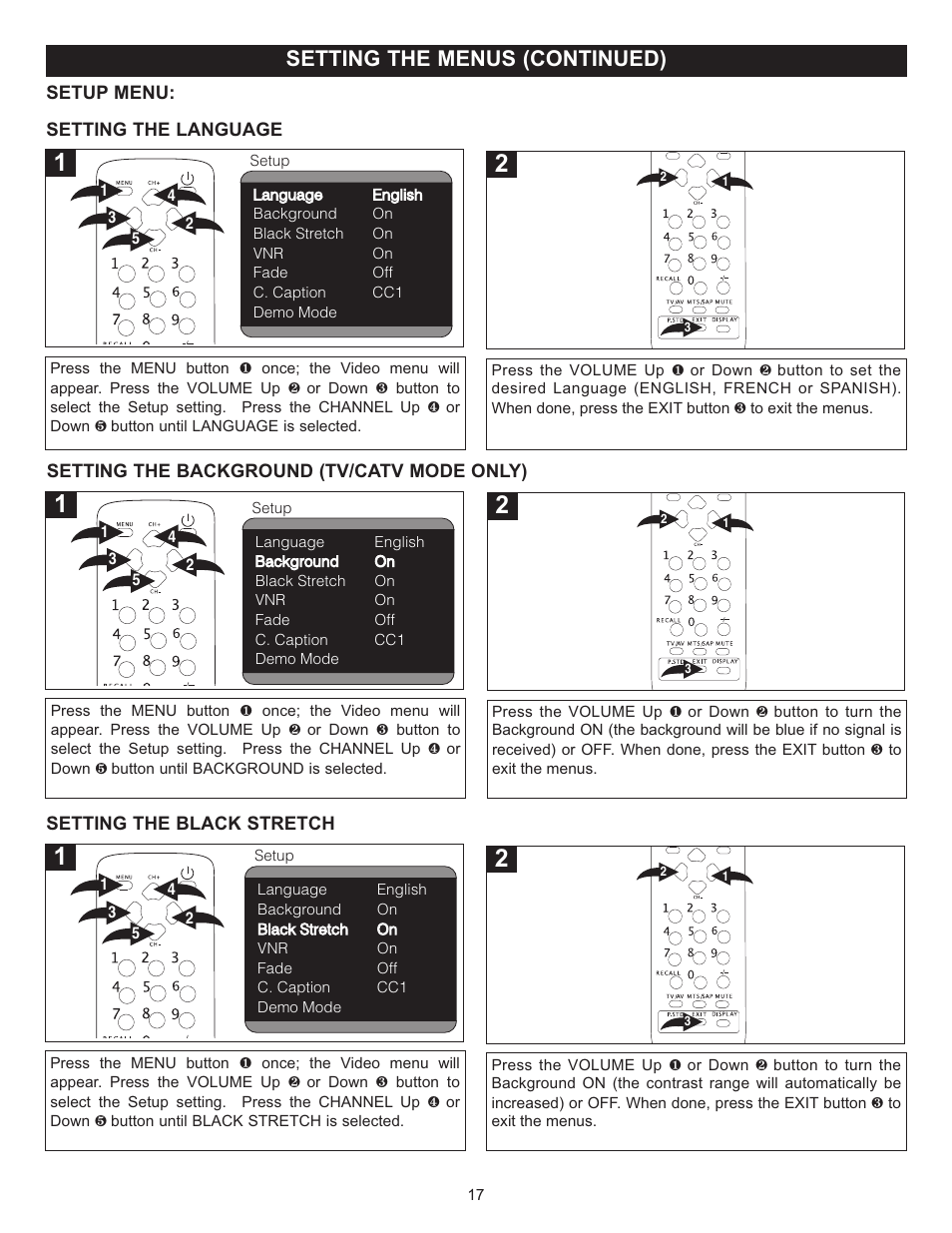 Setting the menus (continued) | Memorex MT2024 User Manual | Page 18 / 36