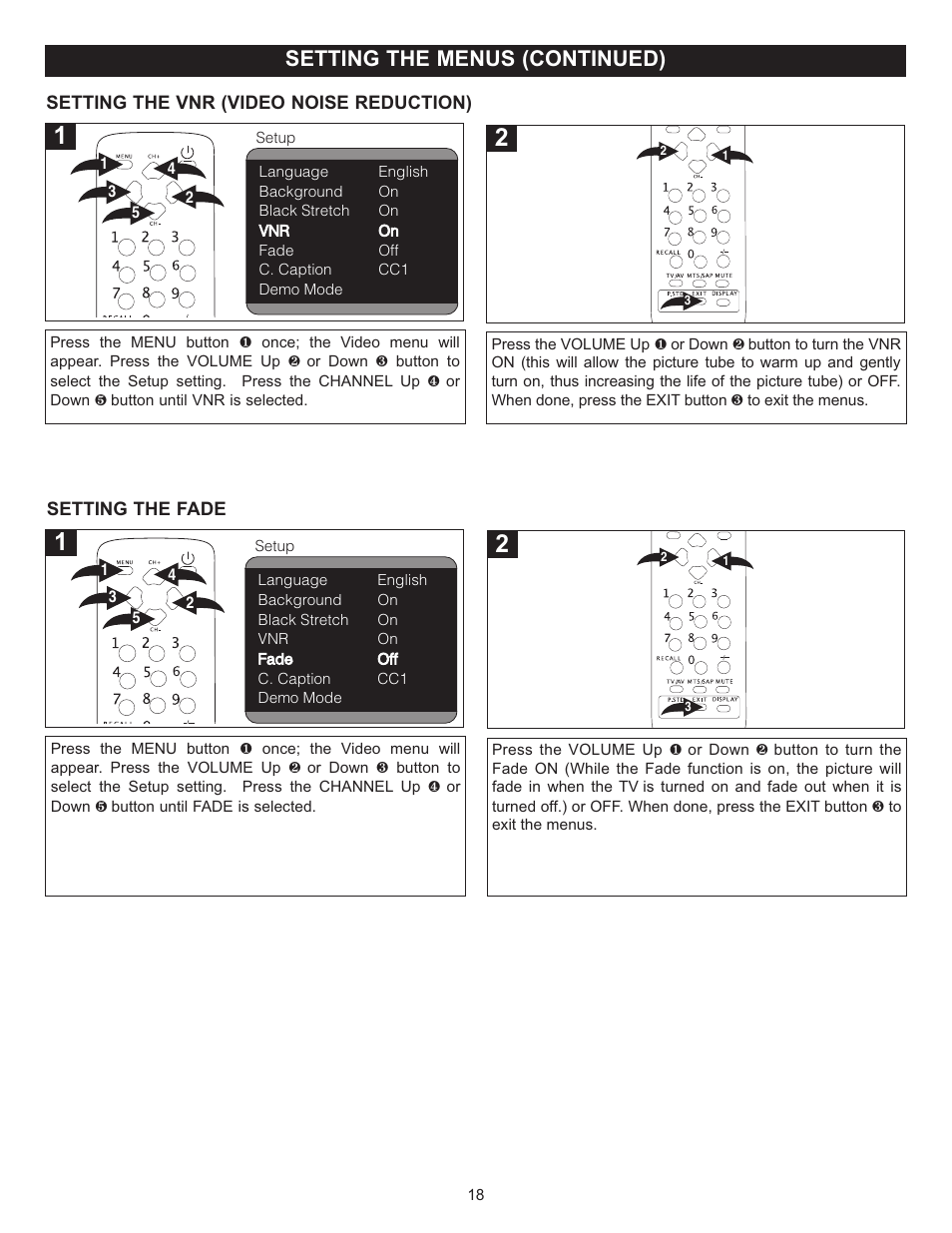 Setting the menus (continued) | Memorex MT2024 User Manual | Page 19 / 36