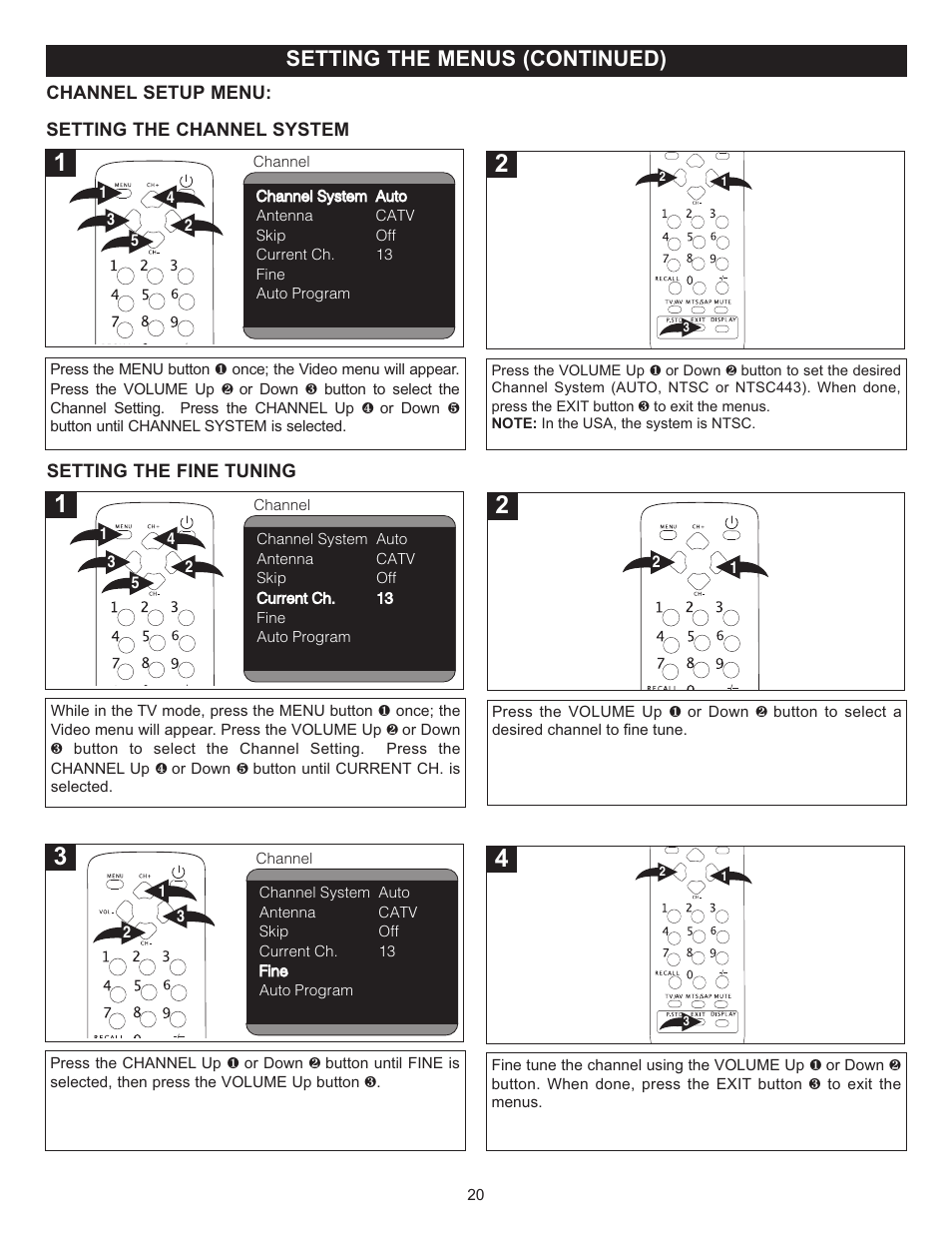 Setting the menus (continued) | Memorex MT2024 User Manual | Page 21 / 36