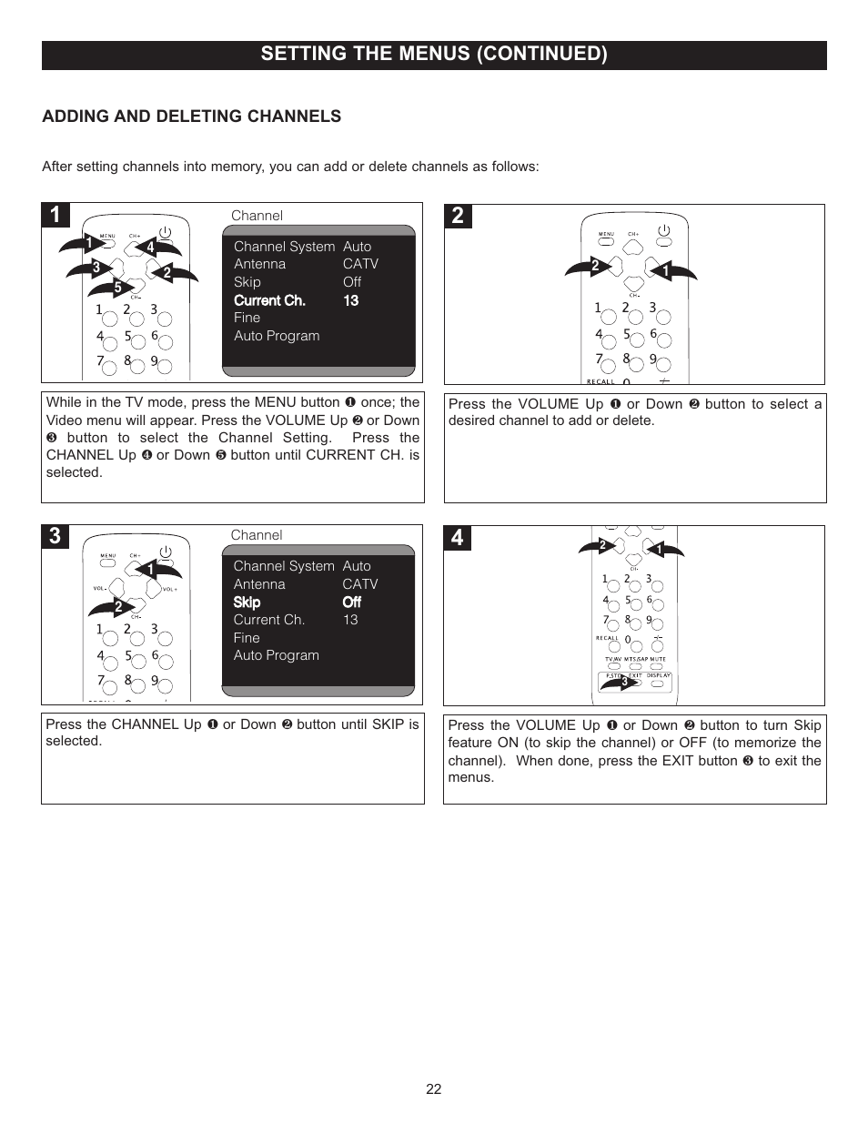 Setting the menus (continued) | Memorex MT2024 User Manual | Page 23 / 36