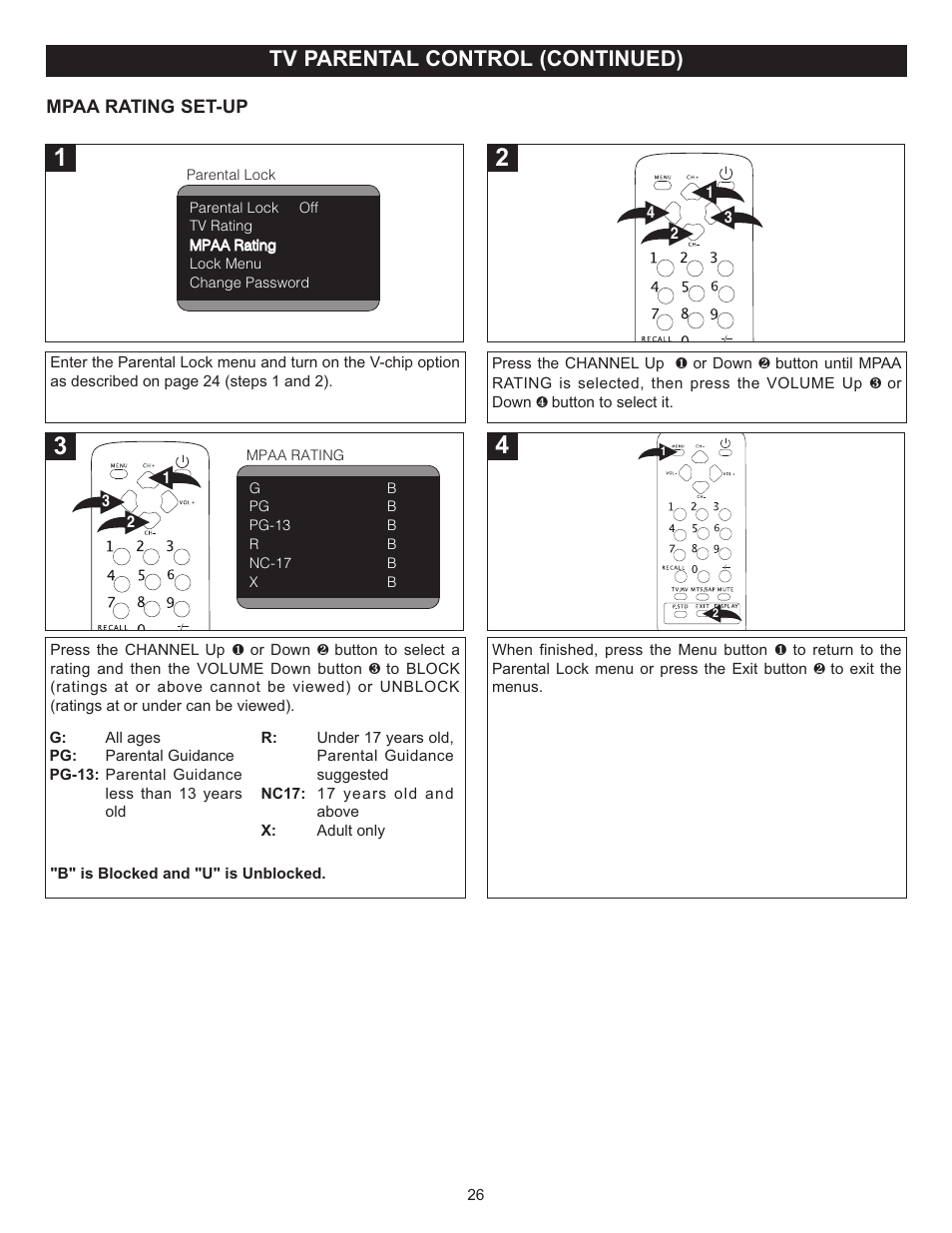 Tv parental control (continued) | Memorex MT2024 User Manual | Page 27 / 36
