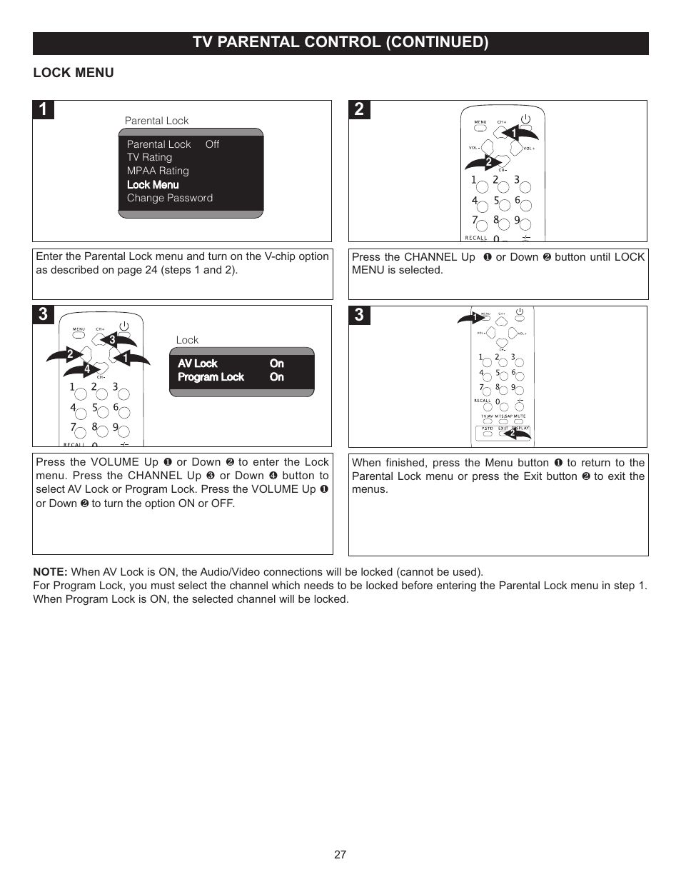 Tv parental control (continued) | Memorex MT2024 User Manual | Page 28 / 36