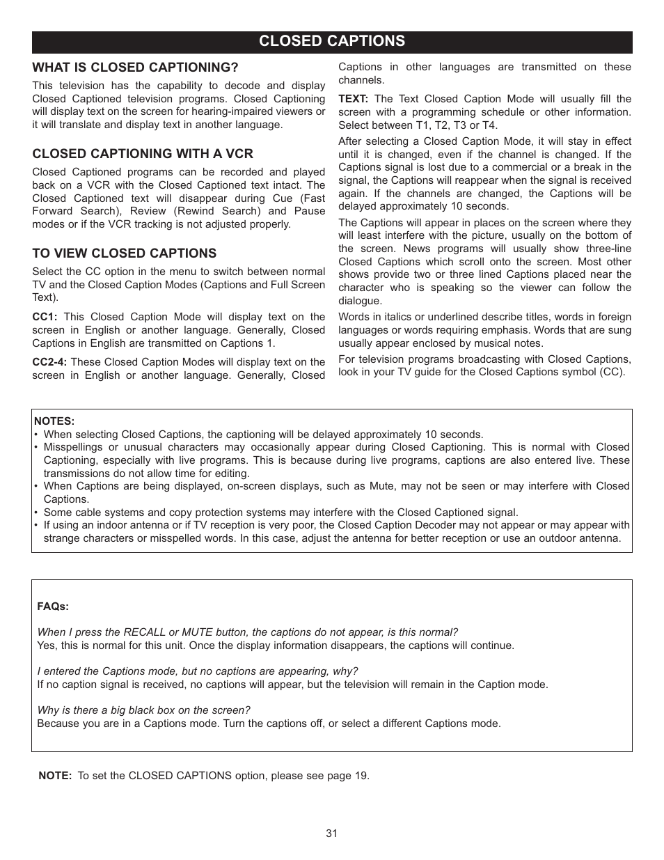 Closed captions | Memorex MT2024 User Manual | Page 32 / 36