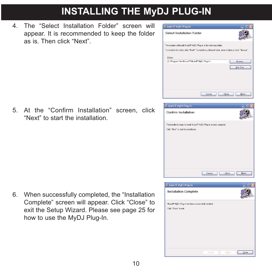 Installing the mydj plug-in | Memorex MMP8620 User Manual | Page 10 / 74