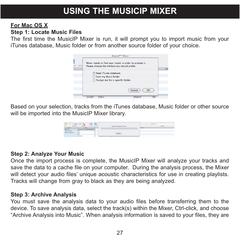Using the musicip mixer | Memorex MMP8620 User Manual | Page 27 / 74