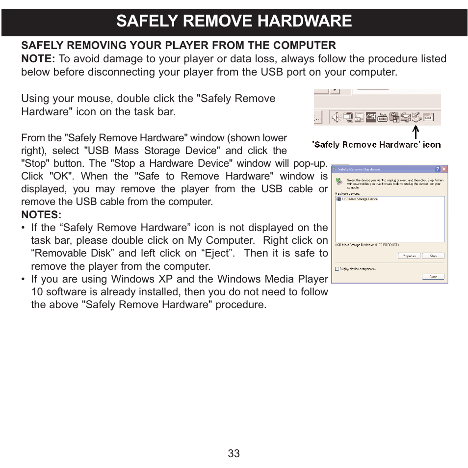 Safely remove hardware | Memorex MMP8620 User Manual | Page 33 / 74