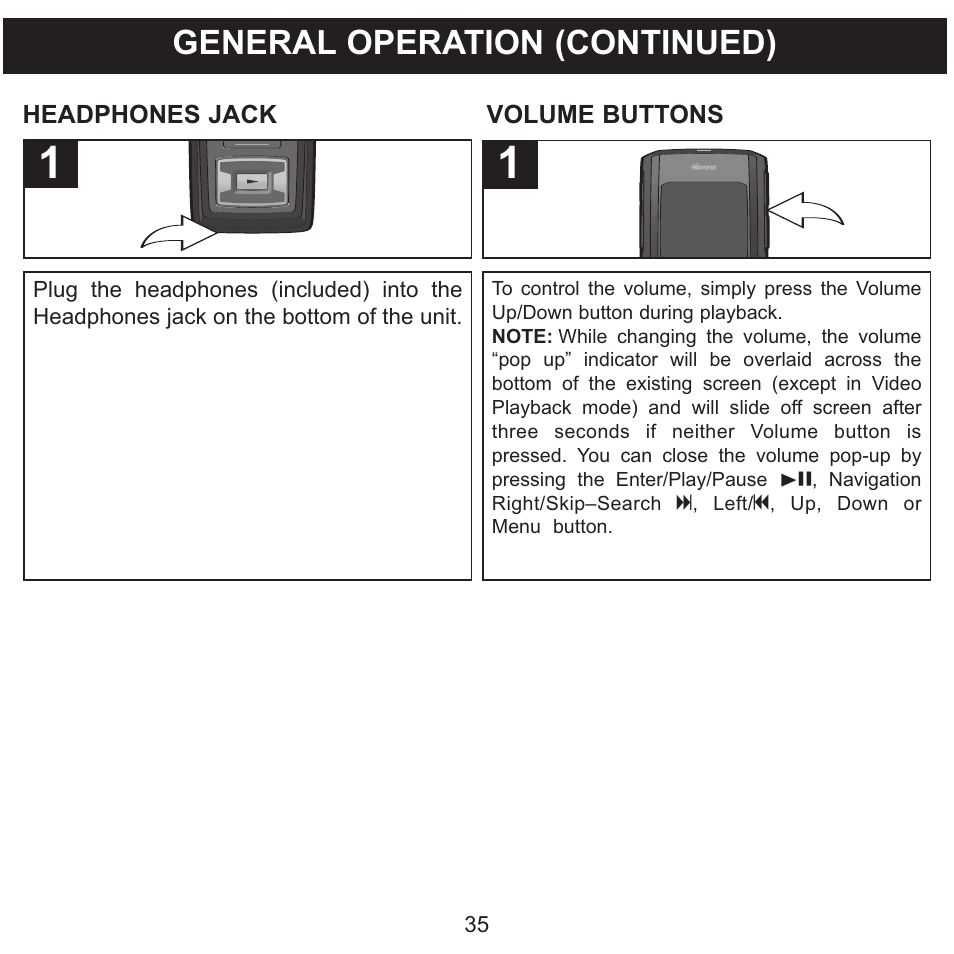 General operation (continued) | Memorex MMP8620 User Manual | Page 35 / 74