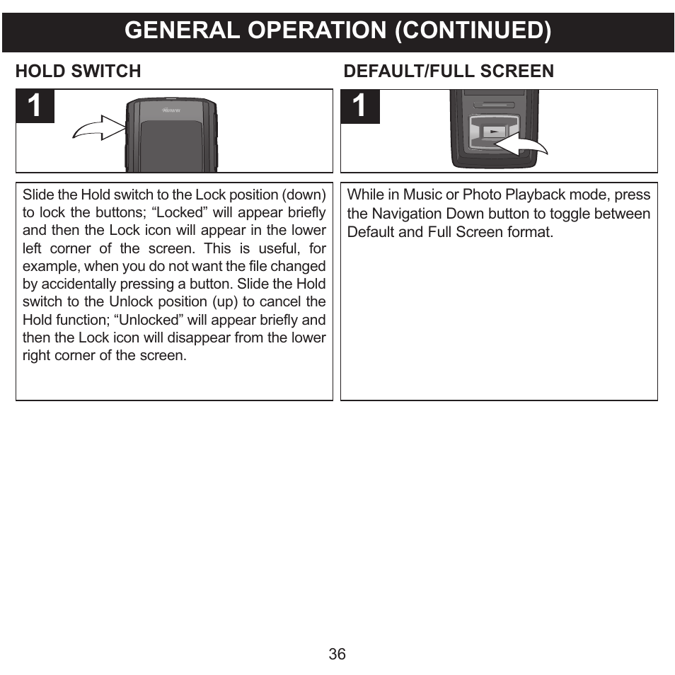 General operation (continued) | Memorex MMP8620 User Manual | Page 36 / 74