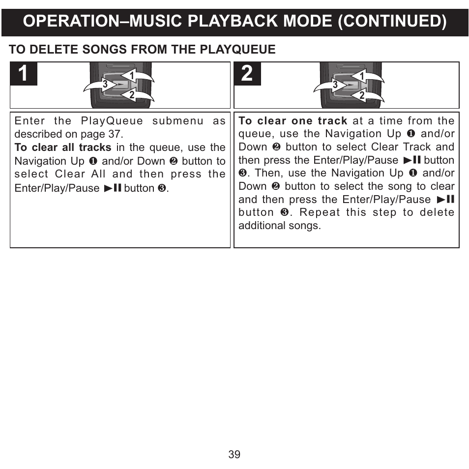 Operation–music playback mode (continued) | Memorex MMP8620 User Manual | Page 39 / 74