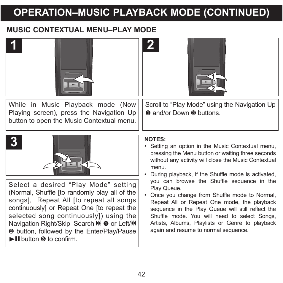Operation–music playback mode (continued) | Memorex MMP8620 User Manual | Page 42 / 74