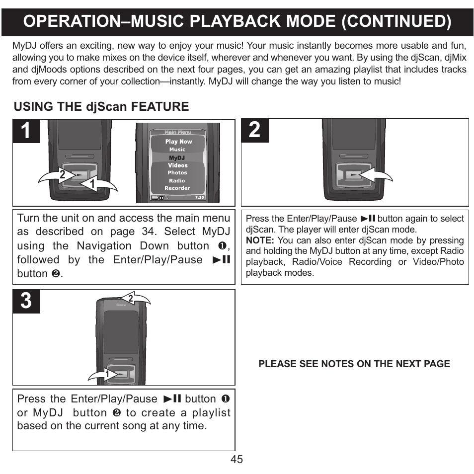 Operation–music playback mode (continued) | Memorex MMP8620 User Manual | Page 45 / 74