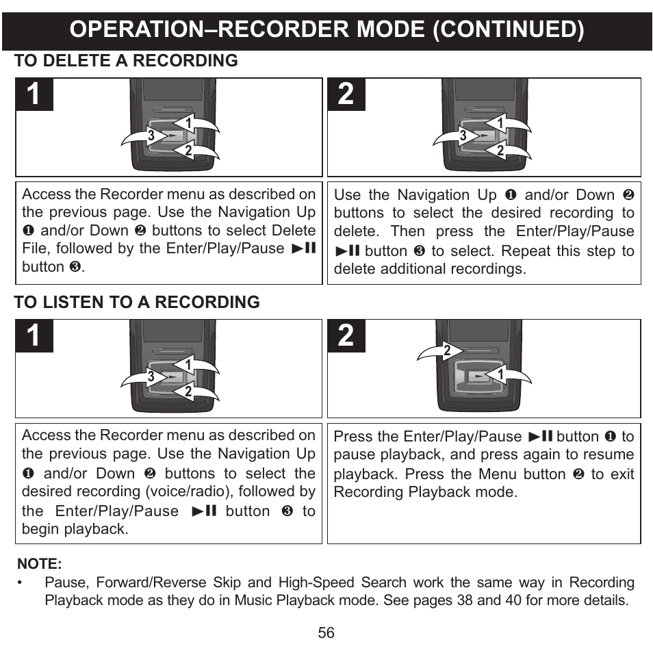 Operation–recorder mode (continued) | Memorex MMP8620 User Manual | Page 56 / 74