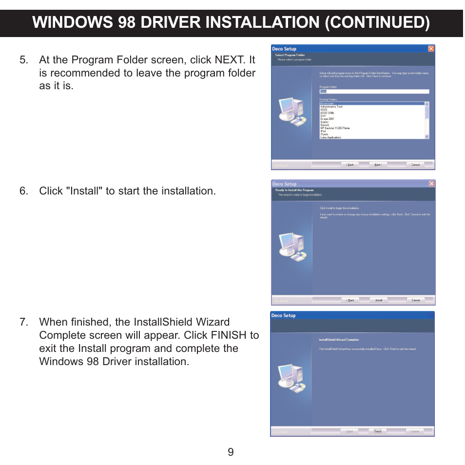 Windows 98 driver installation (continued) | Memorex MMP8575 User Manual | Page 10 / 36