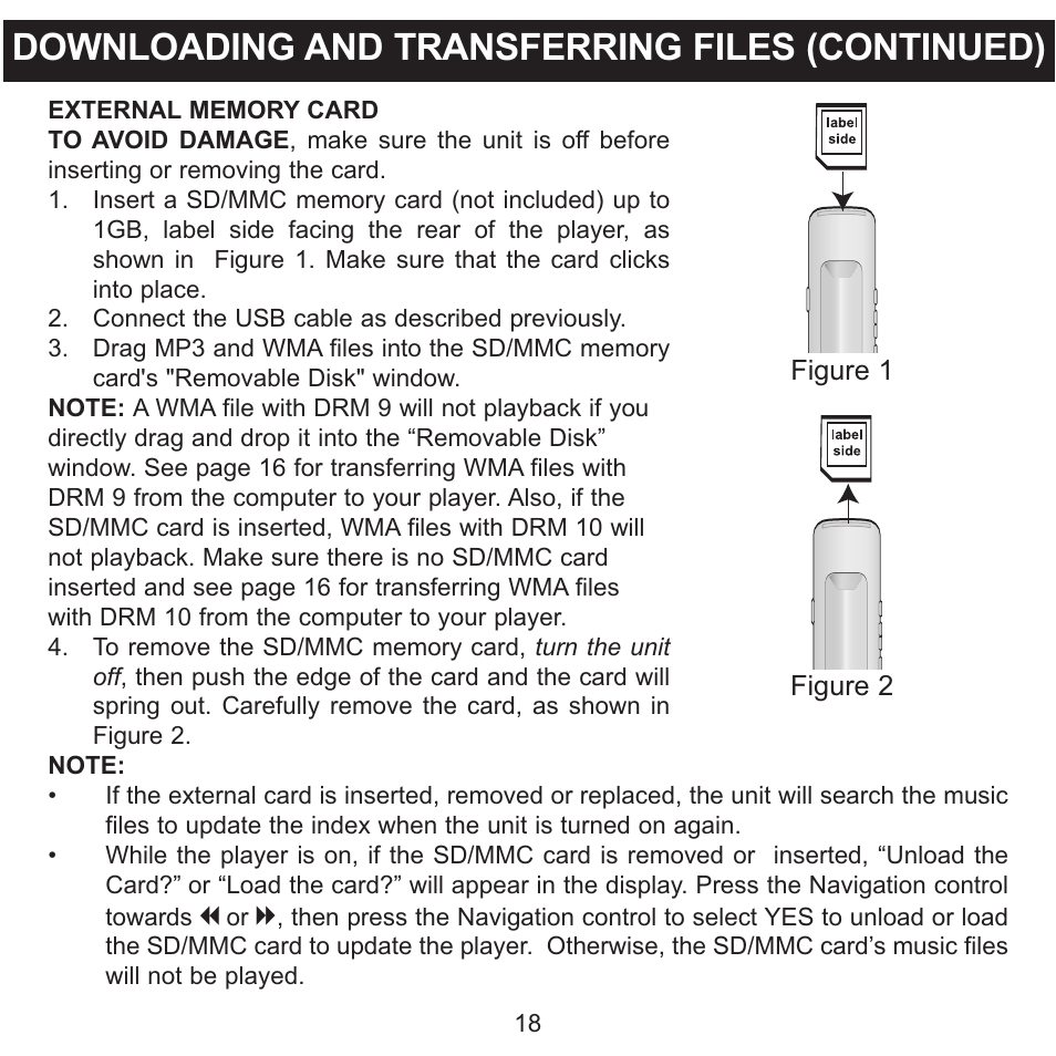 Downloading and transferring files (continued) | Memorex MMP3774 User Manual | Page 19 / 40