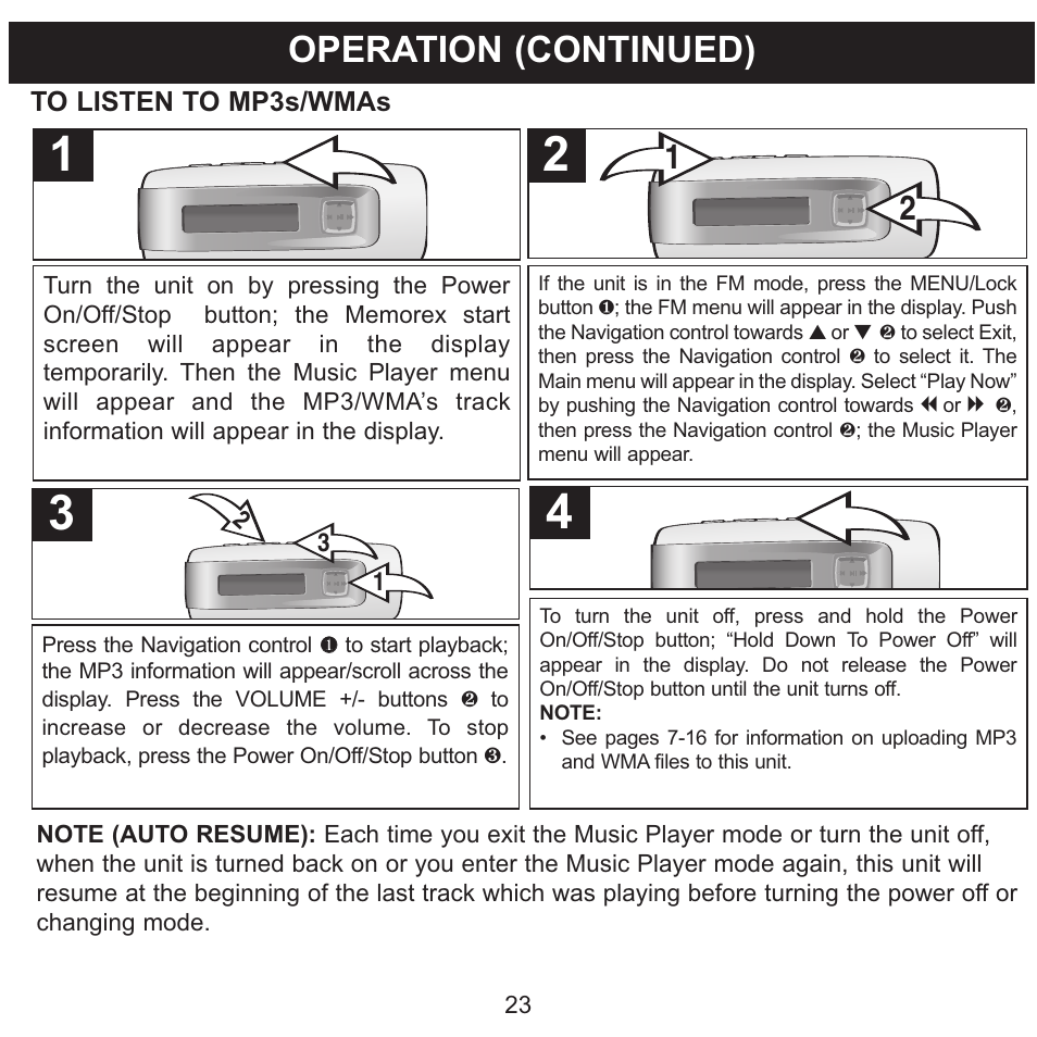 Operation (continued) | Memorex MMP3774 User Manual | Page 24 / 40