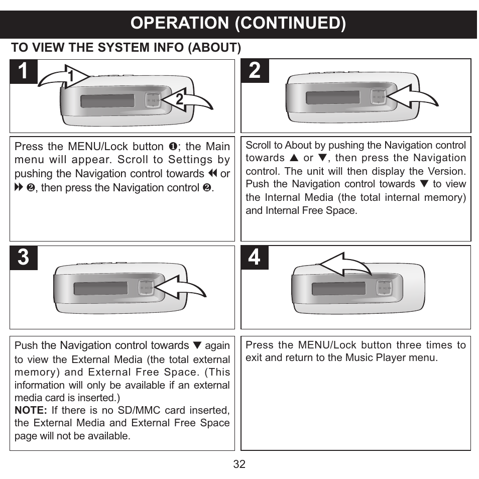 Operation (continued) | Memorex MMP3774 User Manual | Page 33 / 40