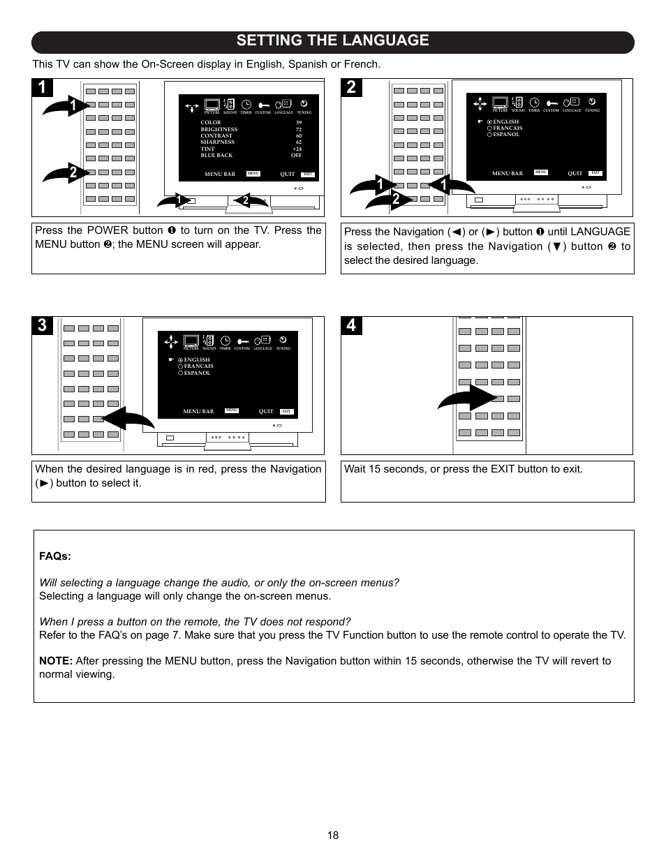 Setting the language | Memorex MT2245 User Manual | Page 19 / 39