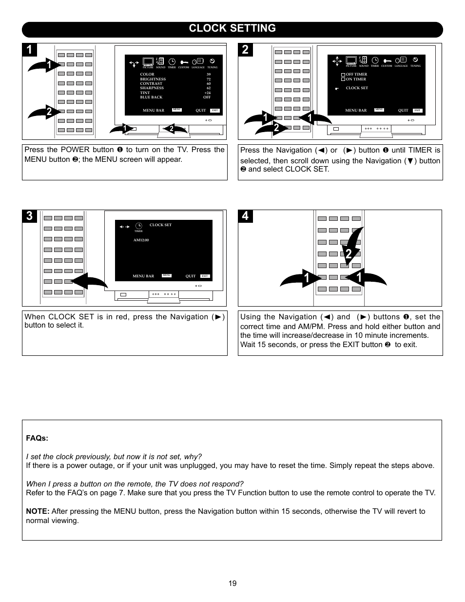 Clock setting | Memorex MT2245 User Manual | Page 20 / 39