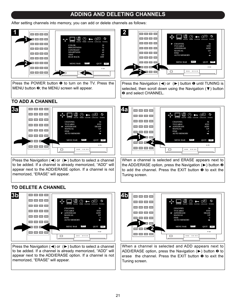 Adding and deleting channels | Memorex MT2245 User Manual | Page 22 / 39