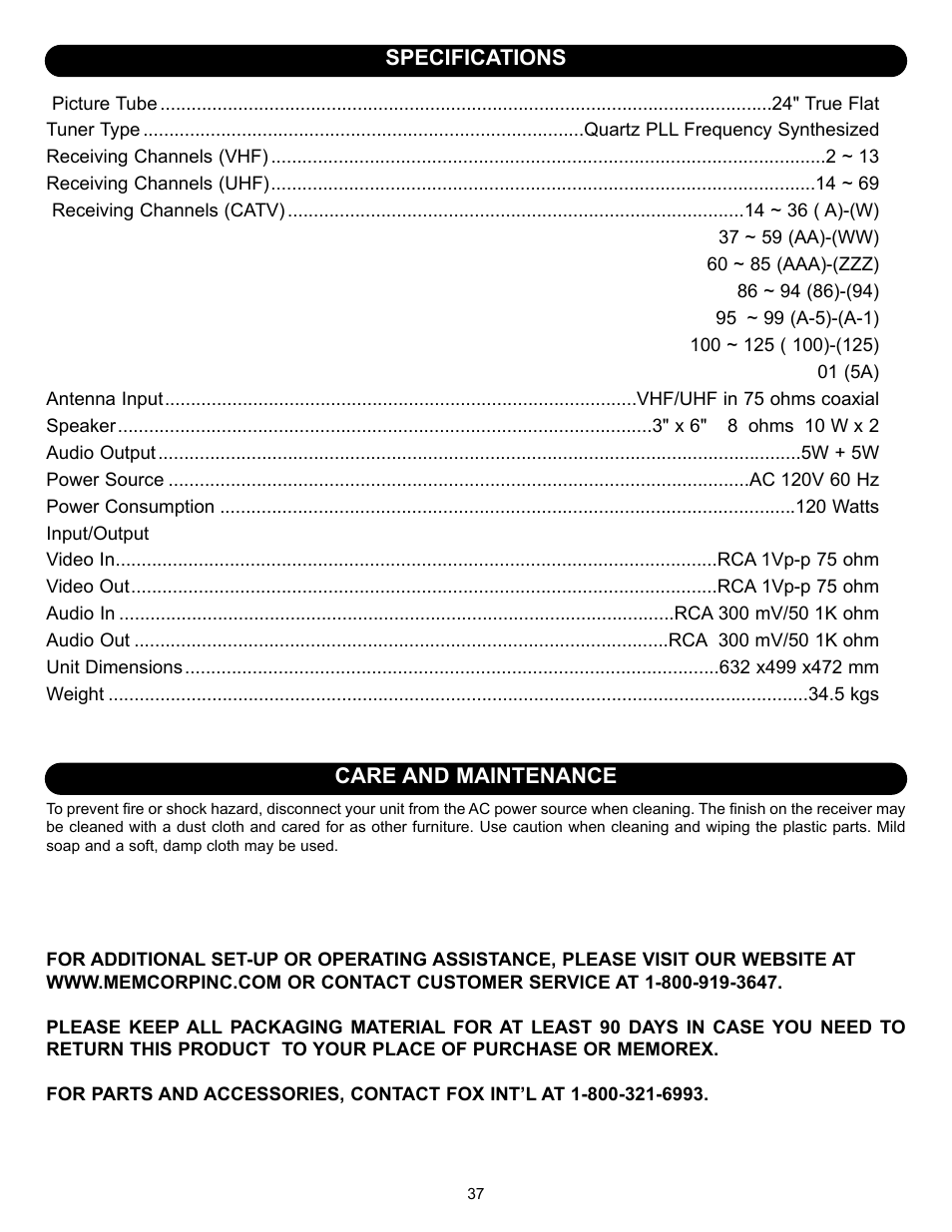 Memorex MT2245 User Manual | Page 38 / 39