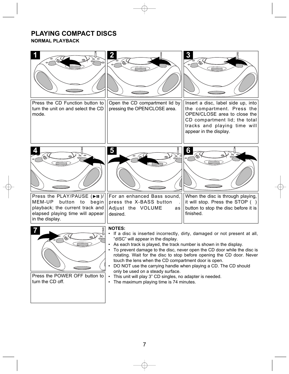 Playing compact discs | Memorex MP3830O User Manual | Page 8 / 14