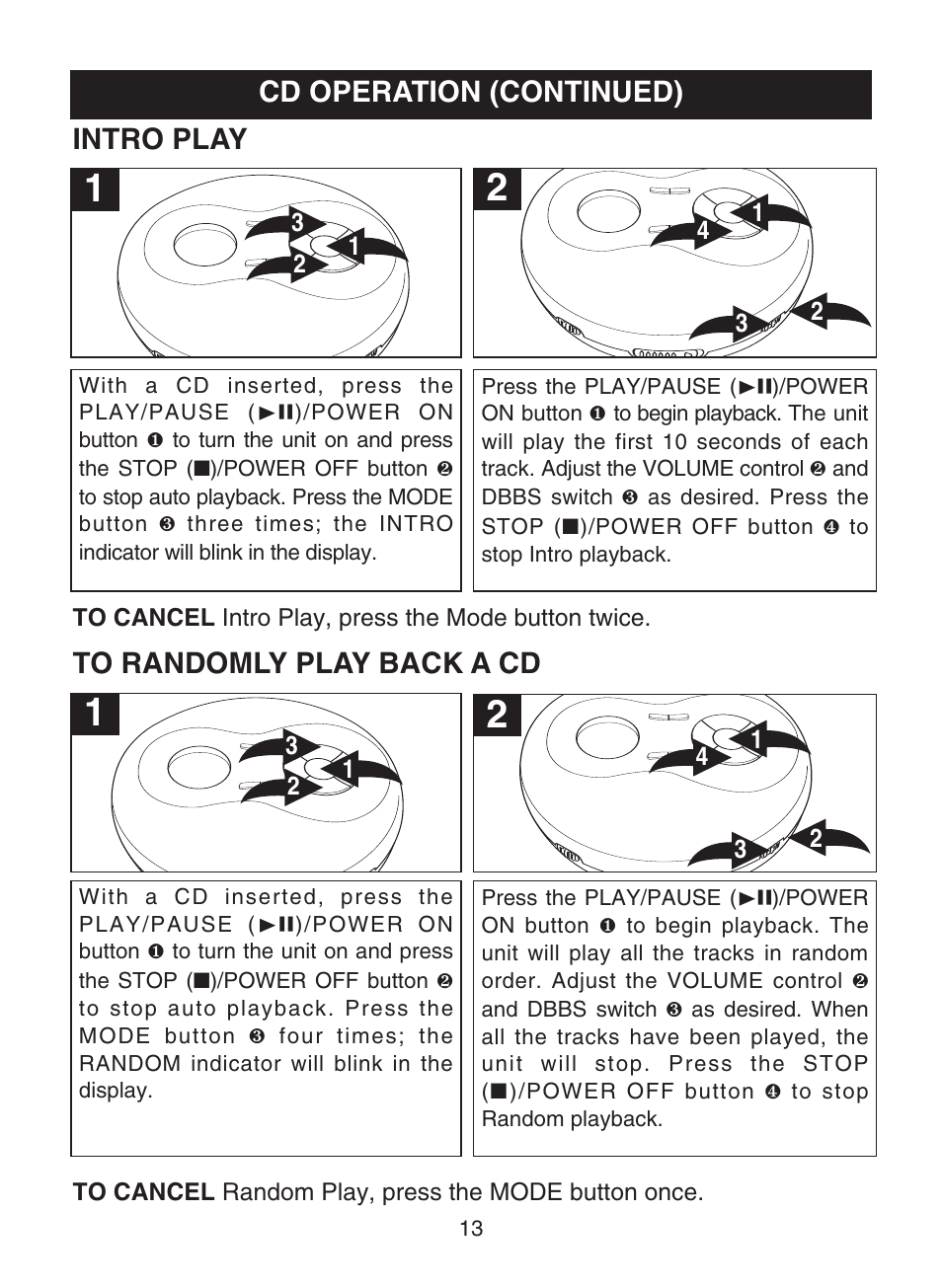 Cd operation (continued), Intro play | Memorex MD6441 User Manual | Page 14 / 19