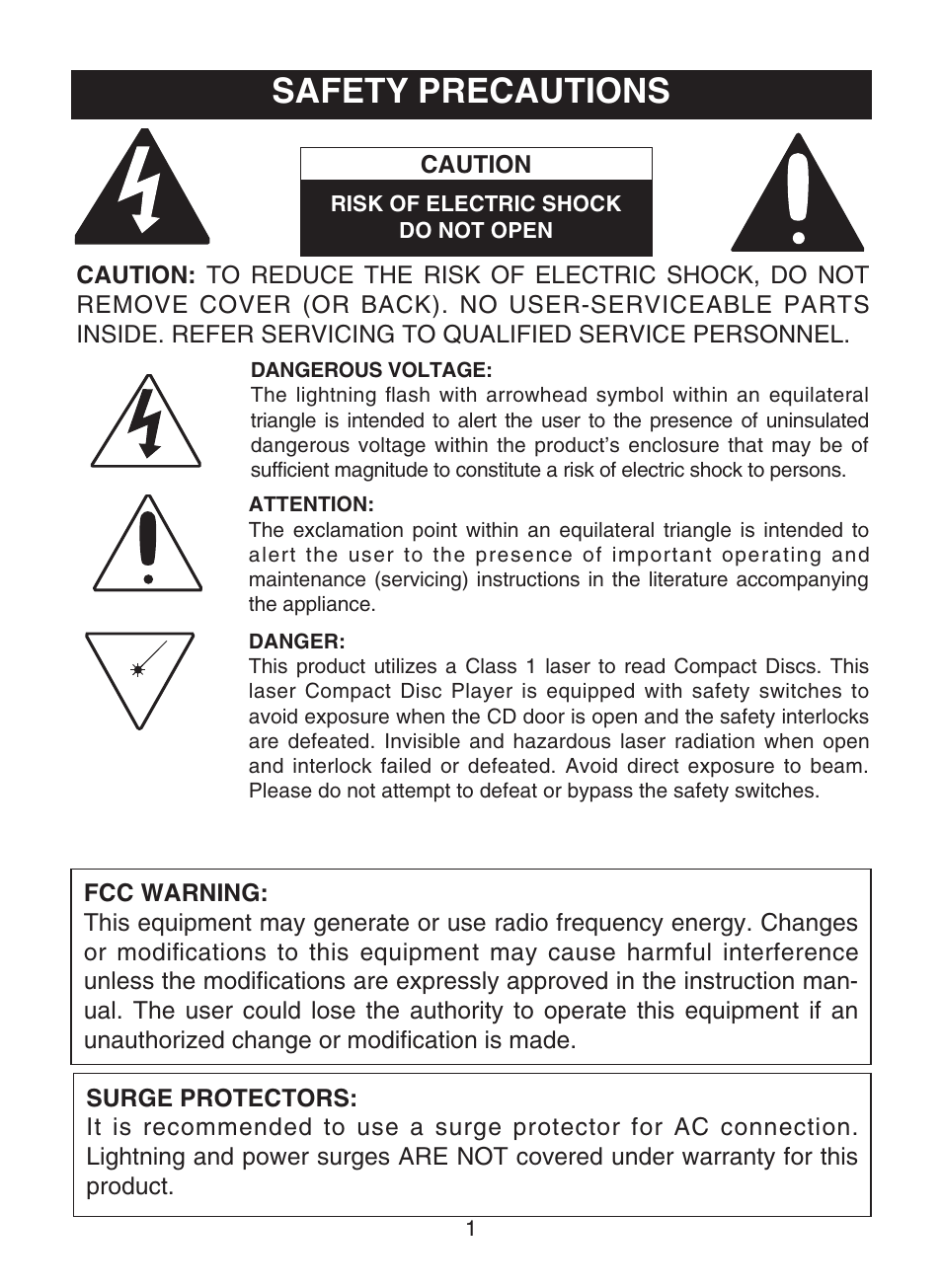 Safety precautions | Memorex MD6441 User Manual | Page 2 / 19