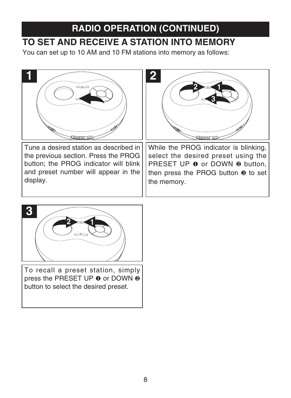 Radio operation (continued) | Memorex MD6441 User Manual | Page 9 / 19