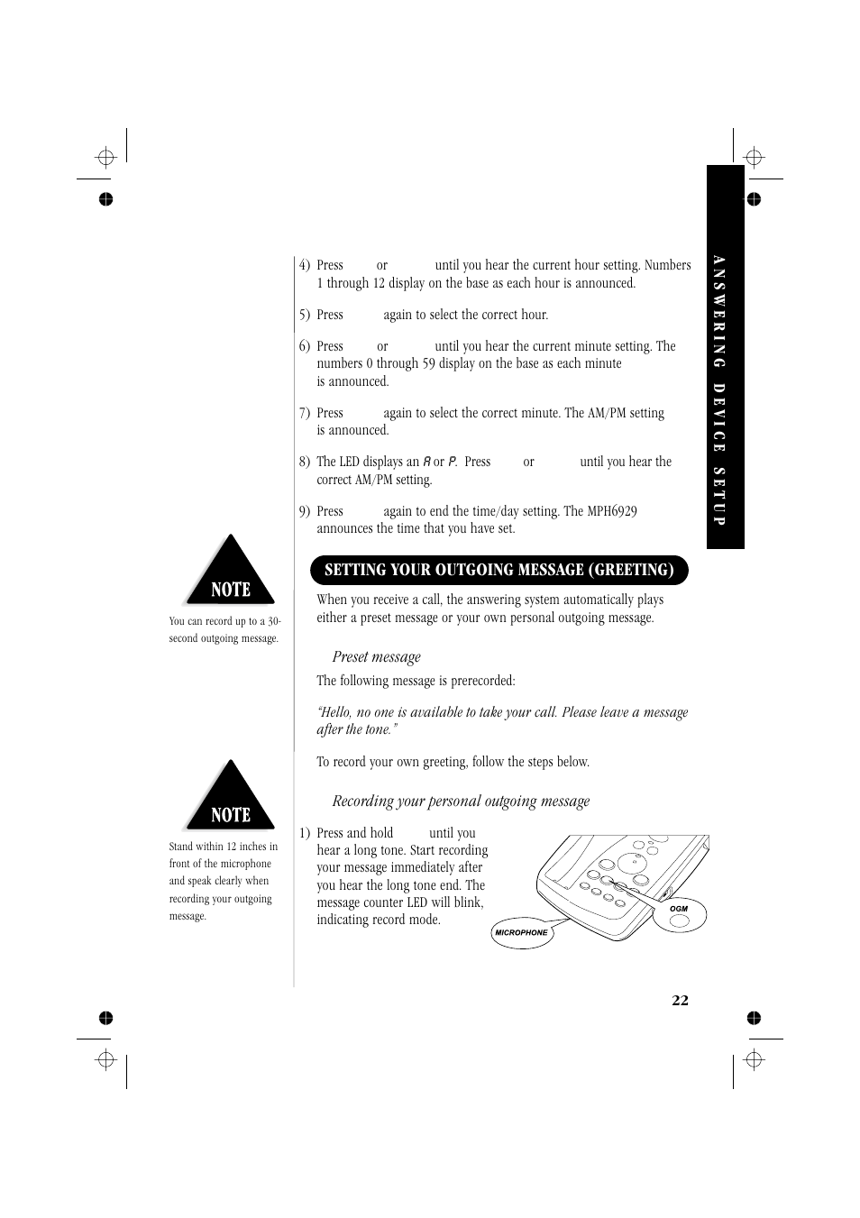 Setting your outgoing message (greeting) | Memorex MPH6929 User Manual | Page 27 / 42