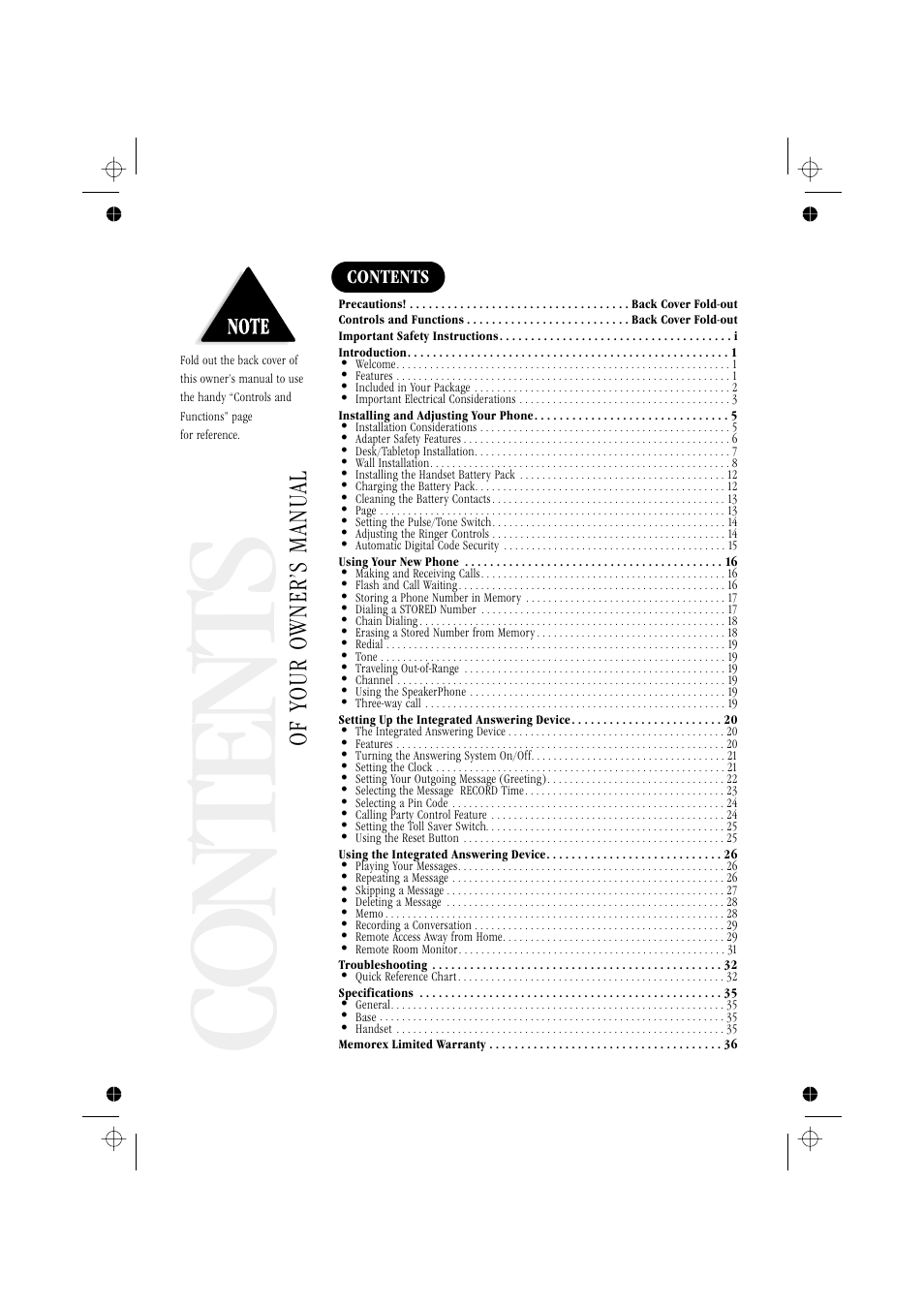 Co ntents, Of your owner’s manu al | Memorex MPH6929 User Manual | Page 3 / 42