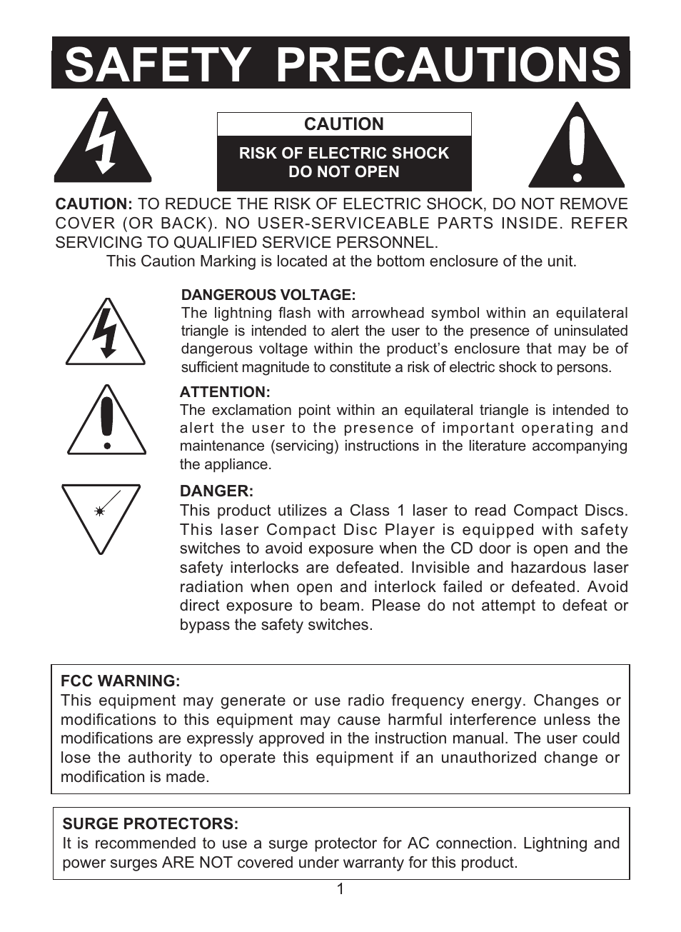 Safety precautions | Memorex MD6447 User Manual | Page 2 / 32