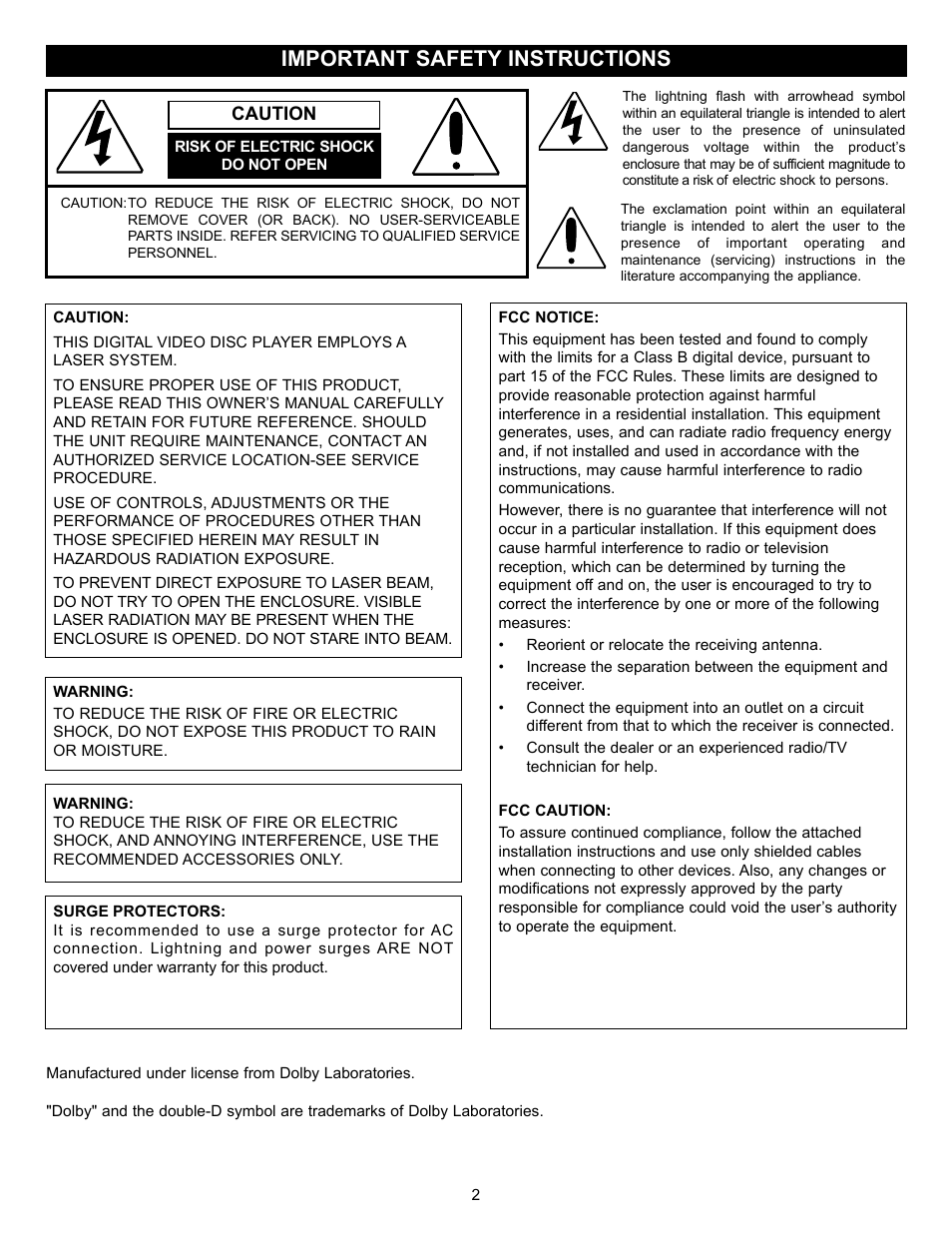 Important safety instructions | Memorex MVD2037 User Manual | Page 3 / 36