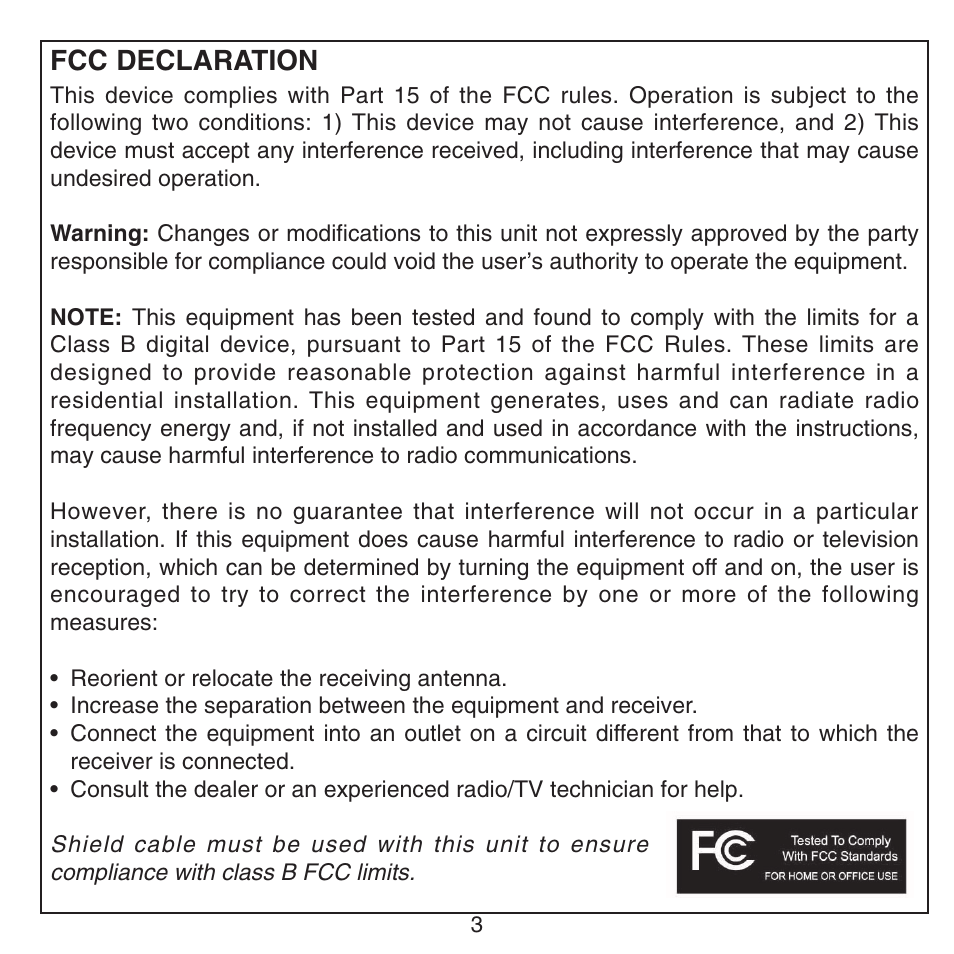 Fcc declaration | Memorex MHD8015 User Manual | Page 4 / 41