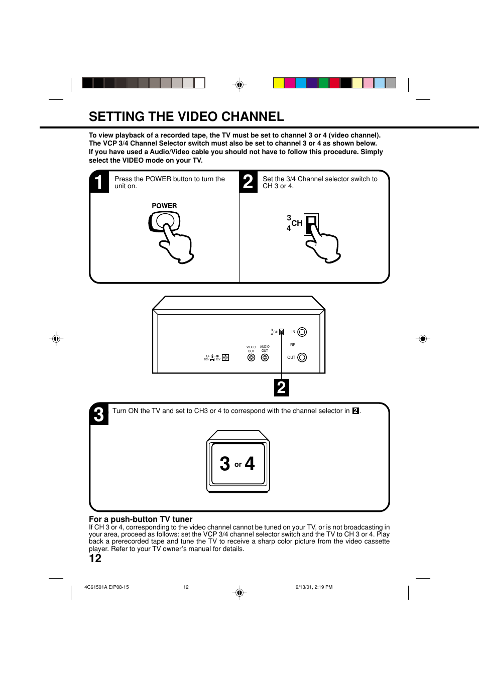 Setting the video channel | Memorex MVP0028 User Manual | Page 12 / 21