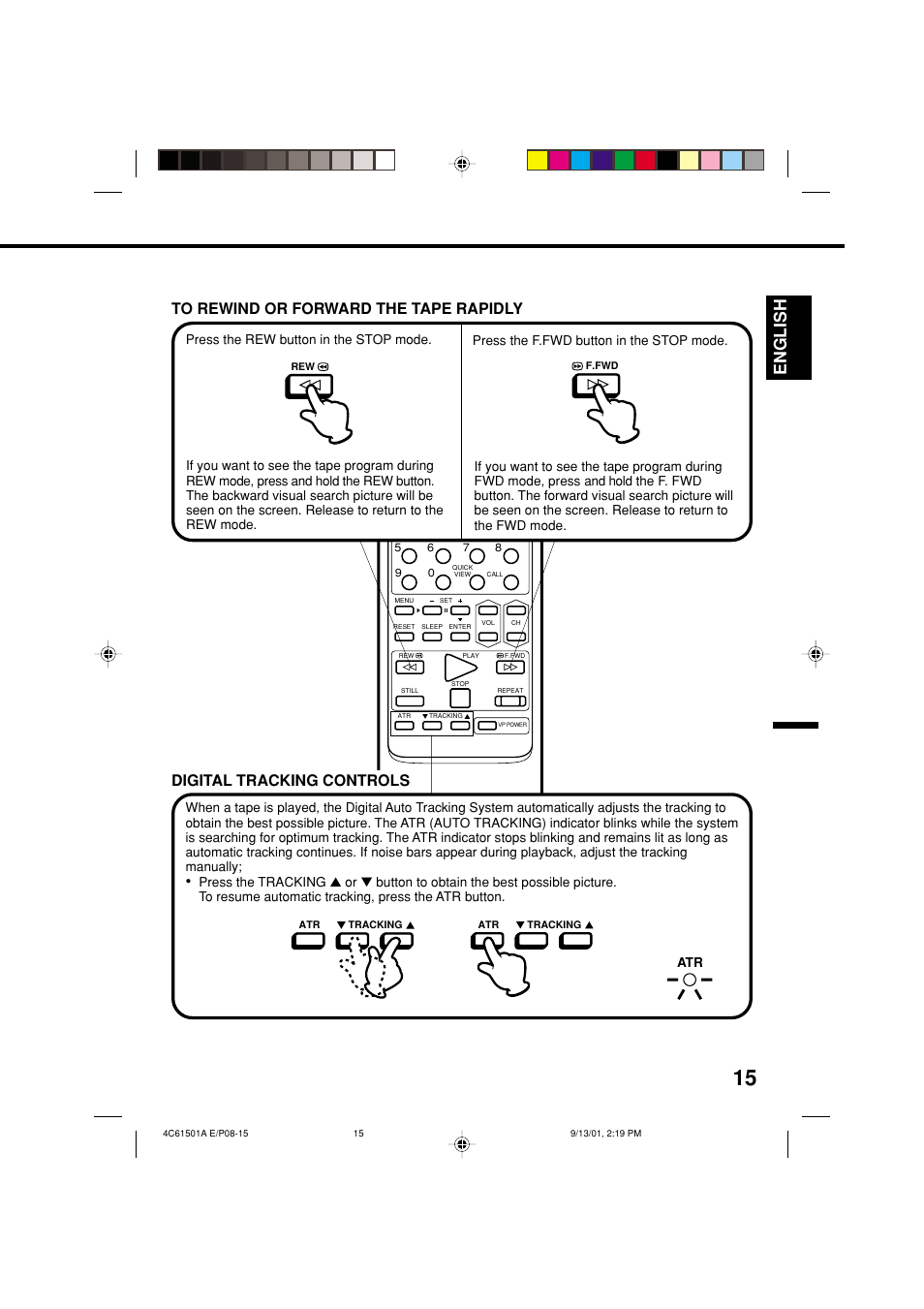 English, Digital tracking controls | Memorex MVP0028 User Manual | Page 15 / 21