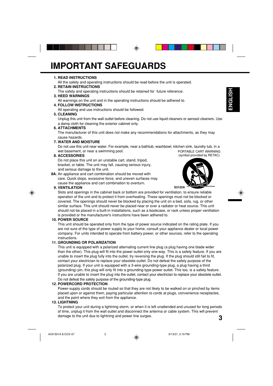 Important safeguards, English | Memorex MVP0028 User Manual | Page 3 / 21