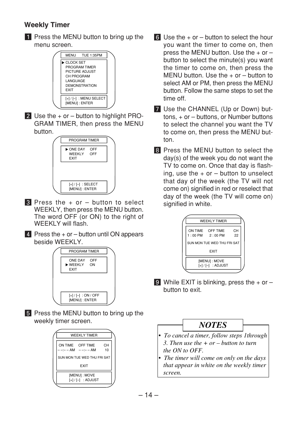 14 – weekly timer | Memorex MT1091 User Manual | Page 15 / 20