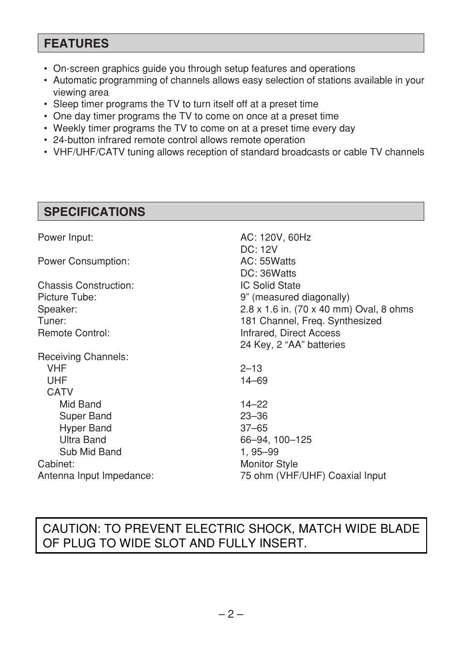 Features, Specifications | Memorex MT1091 User Manual | Page 3 / 20