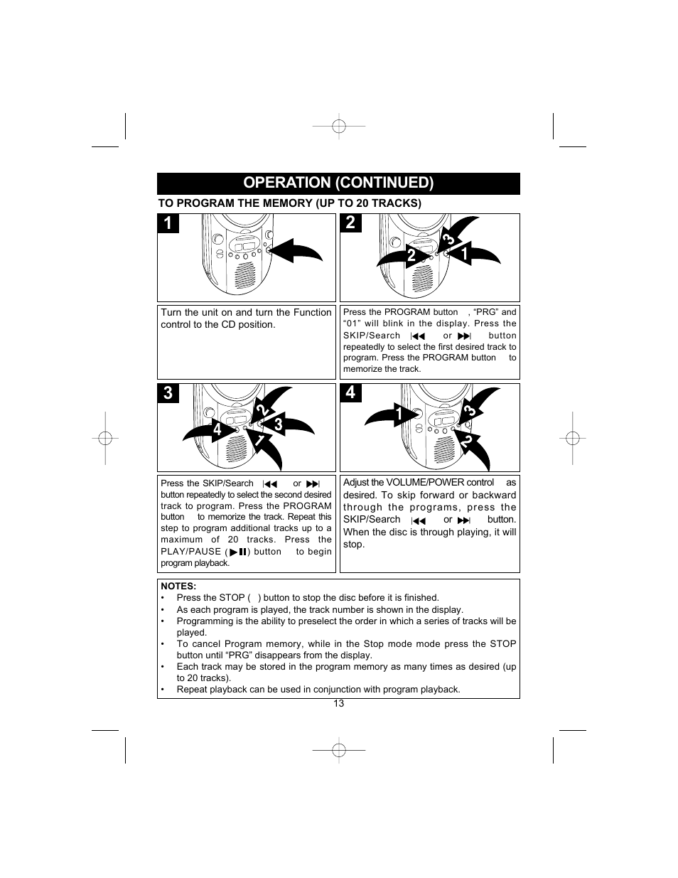 Operation (continued) | Memorex MC1003 User Manual | Page 14 / 21