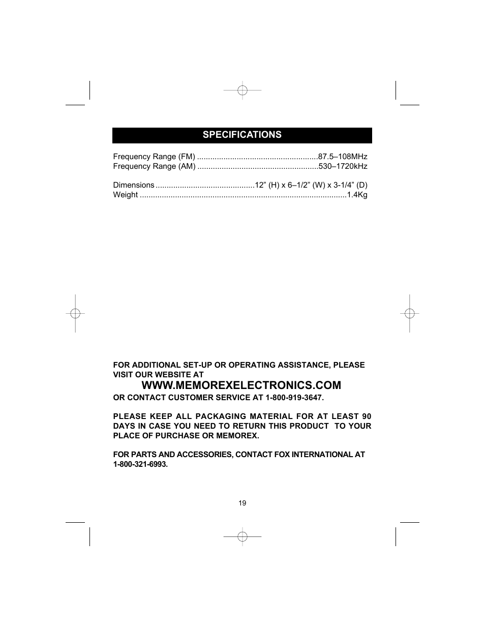 Memorex MC1003 User Manual | Page 20 / 21