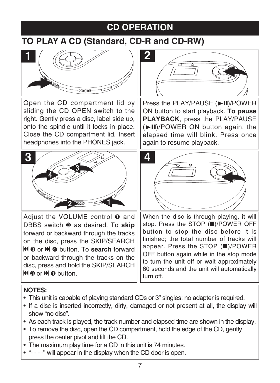 Cd operation | Memorex MD6443 User Manual | Page 8 / 17