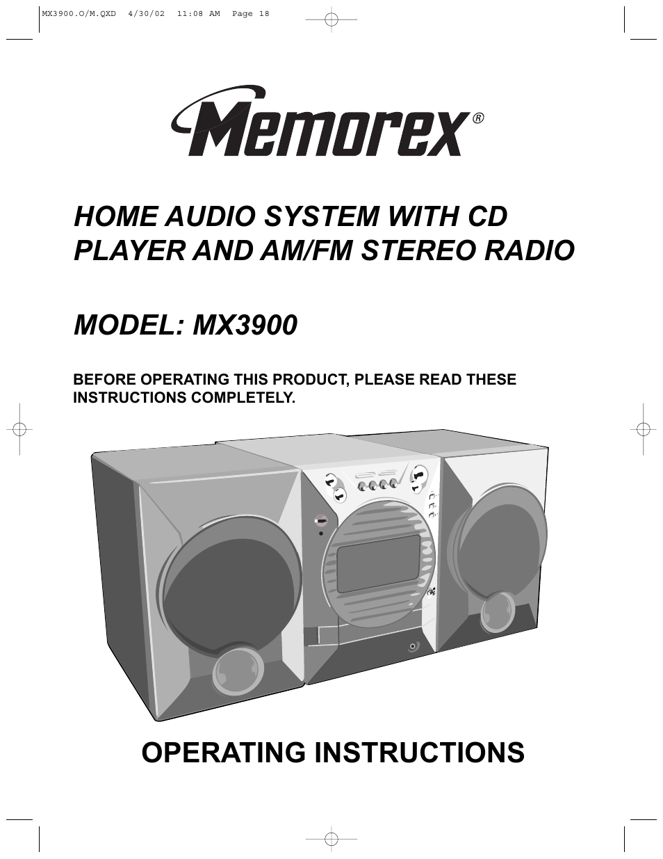 Memorex MX3900 User Manual | 18 pages