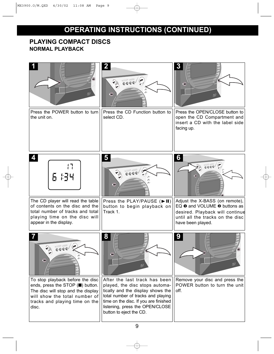 Operating instructions (continued) | Memorex MX3900 User Manual | Page 10 / 18