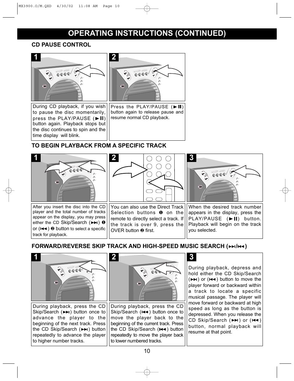 Operating instructions (continued) | Memorex MX3900 User Manual | Page 11 / 18