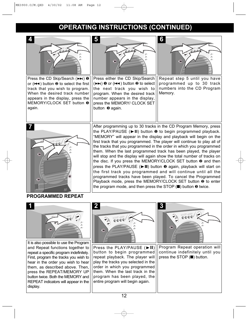 Operating instructions (continued) | Memorex MX3900 User Manual | Page 13 / 18