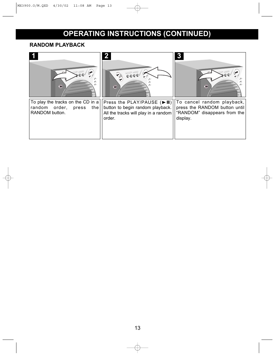 Operating instructions (continued) | Memorex MX3900 User Manual | Page 14 / 18